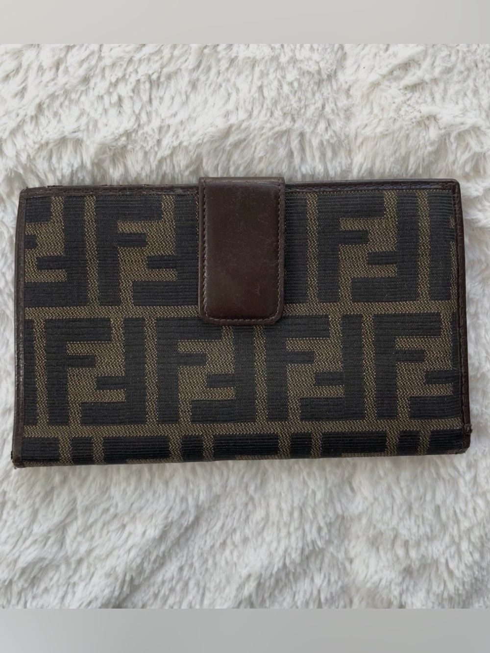 Fendi Zucca Logo Continental Wallet - Dark Brown/Black